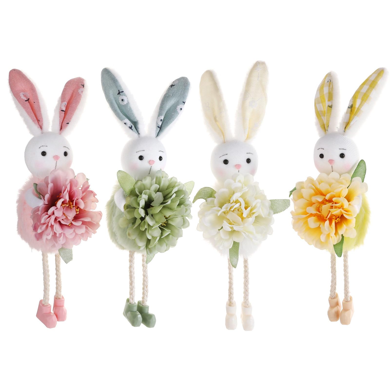 Of 4 Easter Rabbits Decors User Friendly Polyester Annual Festival Celebration Ornament Portable Party Decoration