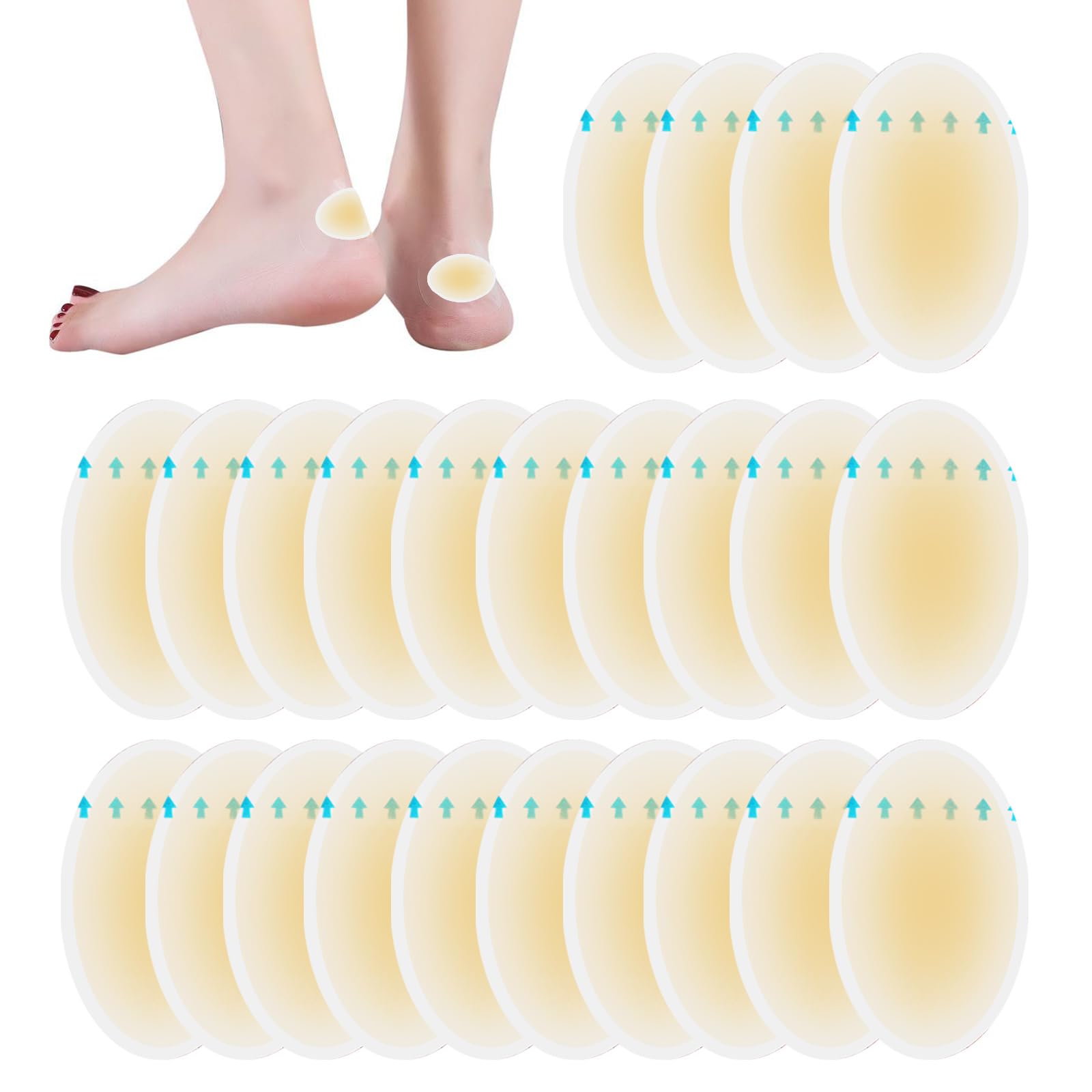 Blister Bandages, 24 Count MYMULIKE Hydrocolloid Blister Bandage Waterproof Blister Pads for Feet - Heel Blister Pads for Prevention & Recovery - Protecting Foot Toe from Rubbing Shoes