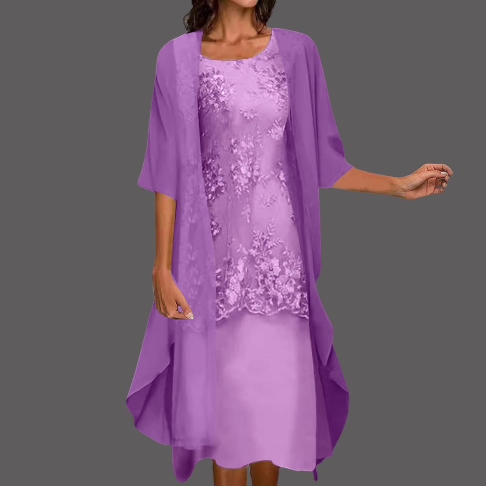 Robe Décontractée Élégante pour Femmes avec et Cardigan en Mousseline de Soie - Ensemble Deux Pièces Tendance