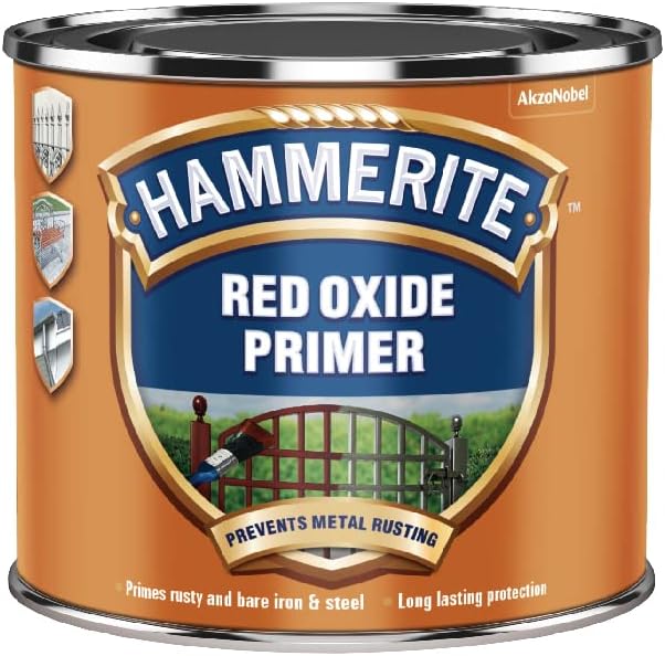 Primer - Red Oxide. Metal Primer for Garden Furniture, Radiator and Fence Paint. Rust Inhibitor and Rust Treatment for Metal, Interior and Exterior Use - 250ml
