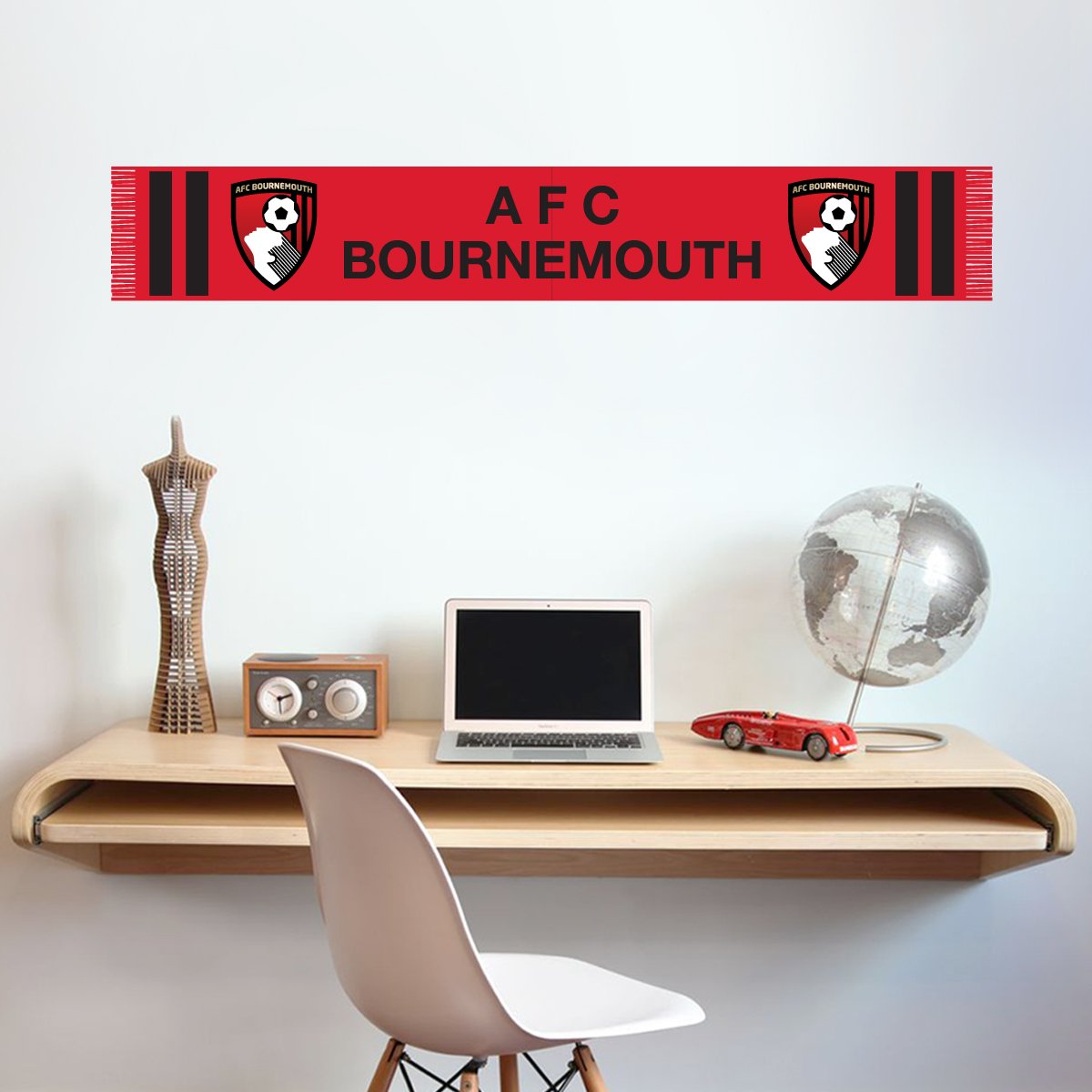Beautiful Game AFC Bournemouth Wall Sticker 'Bar Scarf' Mural Art - AFC Bournemouth Gift (180cm x 30cm)
