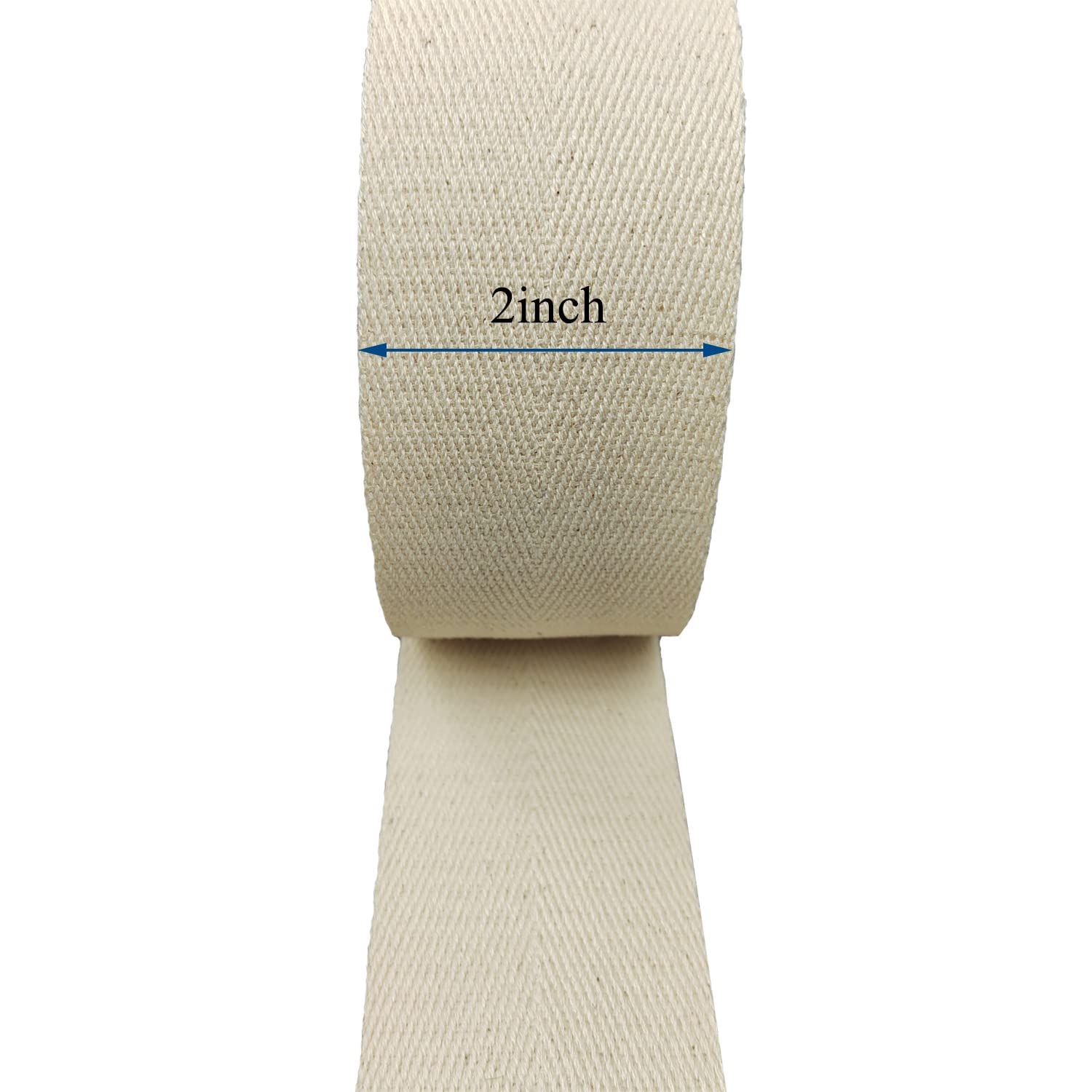 Cinta de sarga de algodón en espiga de 2 pulgadas de ancho para costura, bolsa de tela, bolso de mano, bolso de mano, 10 yardas (natural)