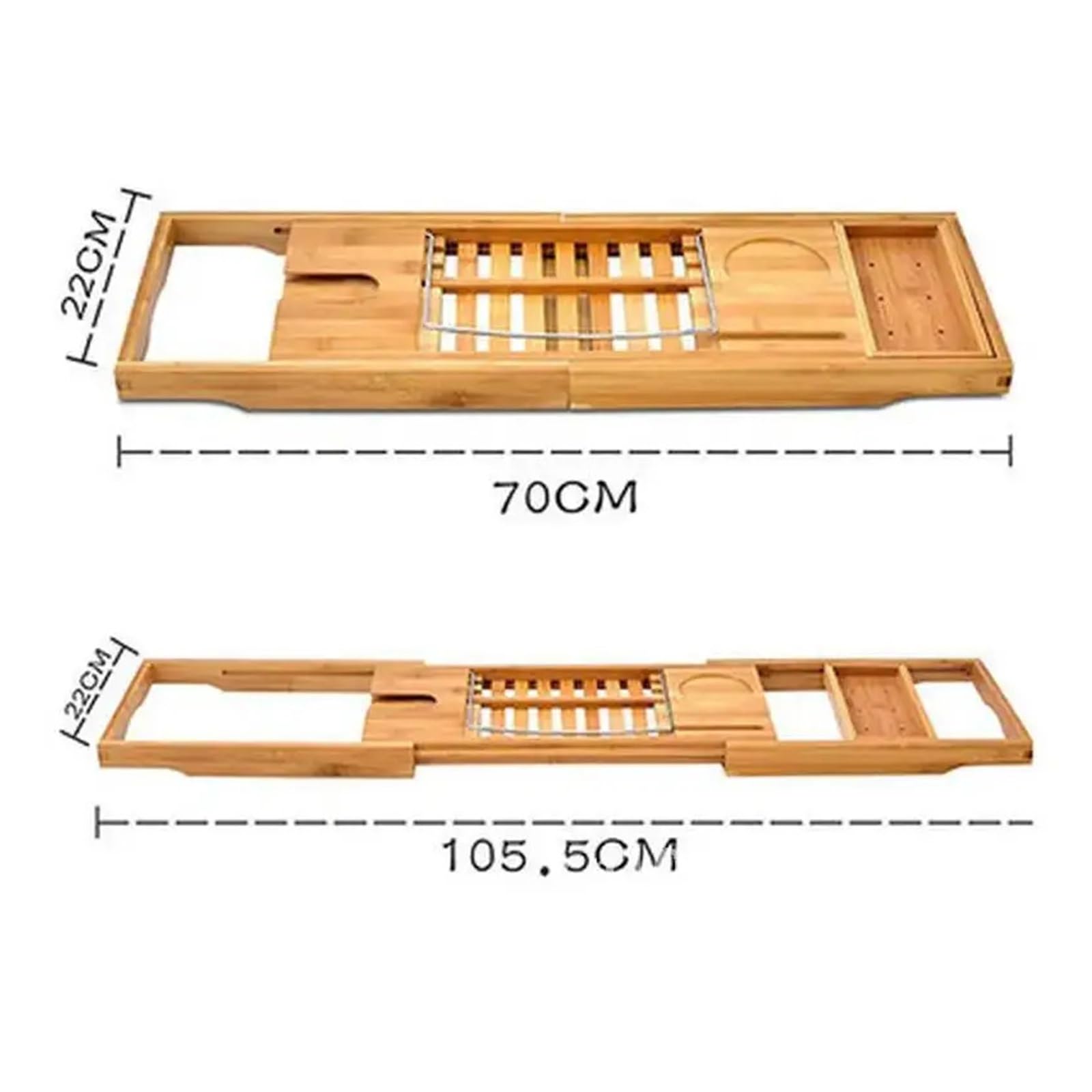 Bandeja de bambú ajustable para bañera – Nizer de madera con teléfono para libro de vino y soporte para jabón, accesorio de spa perfecto para relajarse en el baño y el hogar