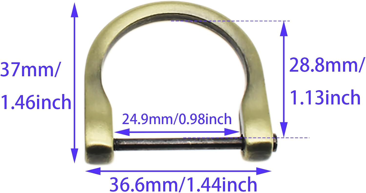 6PCS Horseshoe U Shape Screw in Shackle Brushed Bronze D Ring for DIY Leather Craft Purse Keychain Accessories - Image 3