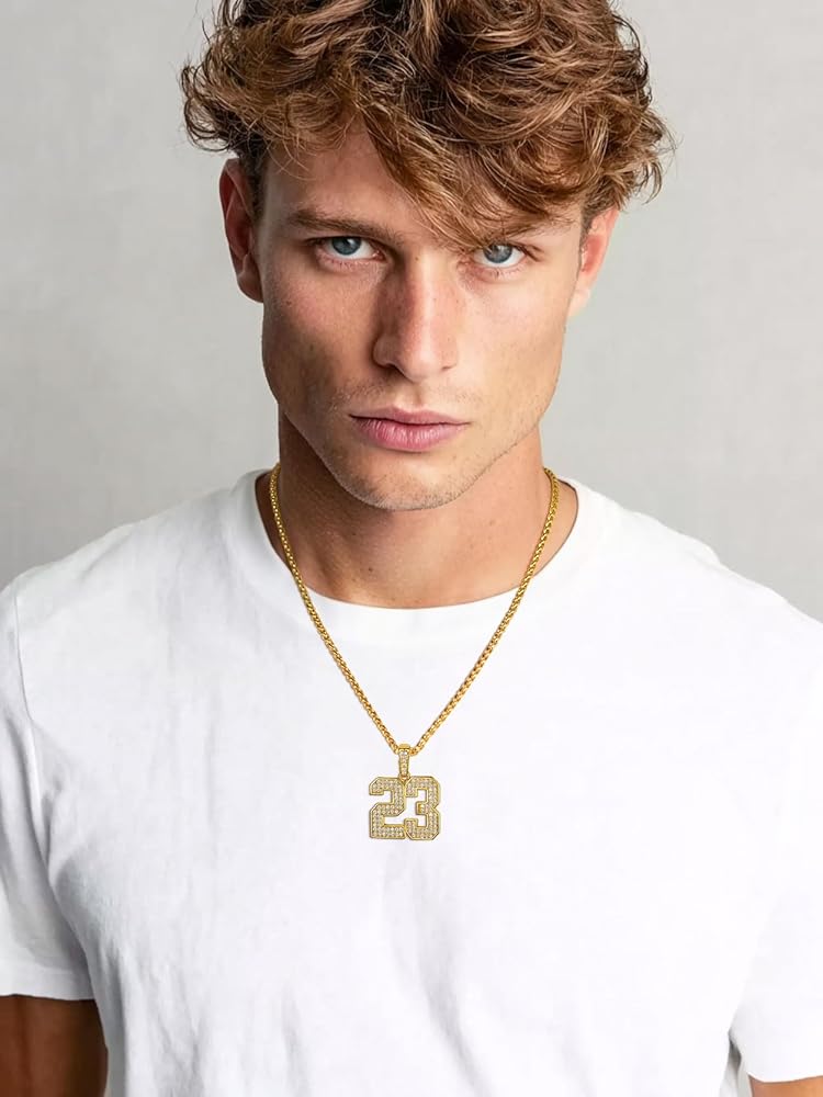 FindChic Hip Hop Custom Number Chain Bling CZ Necklaces For Men