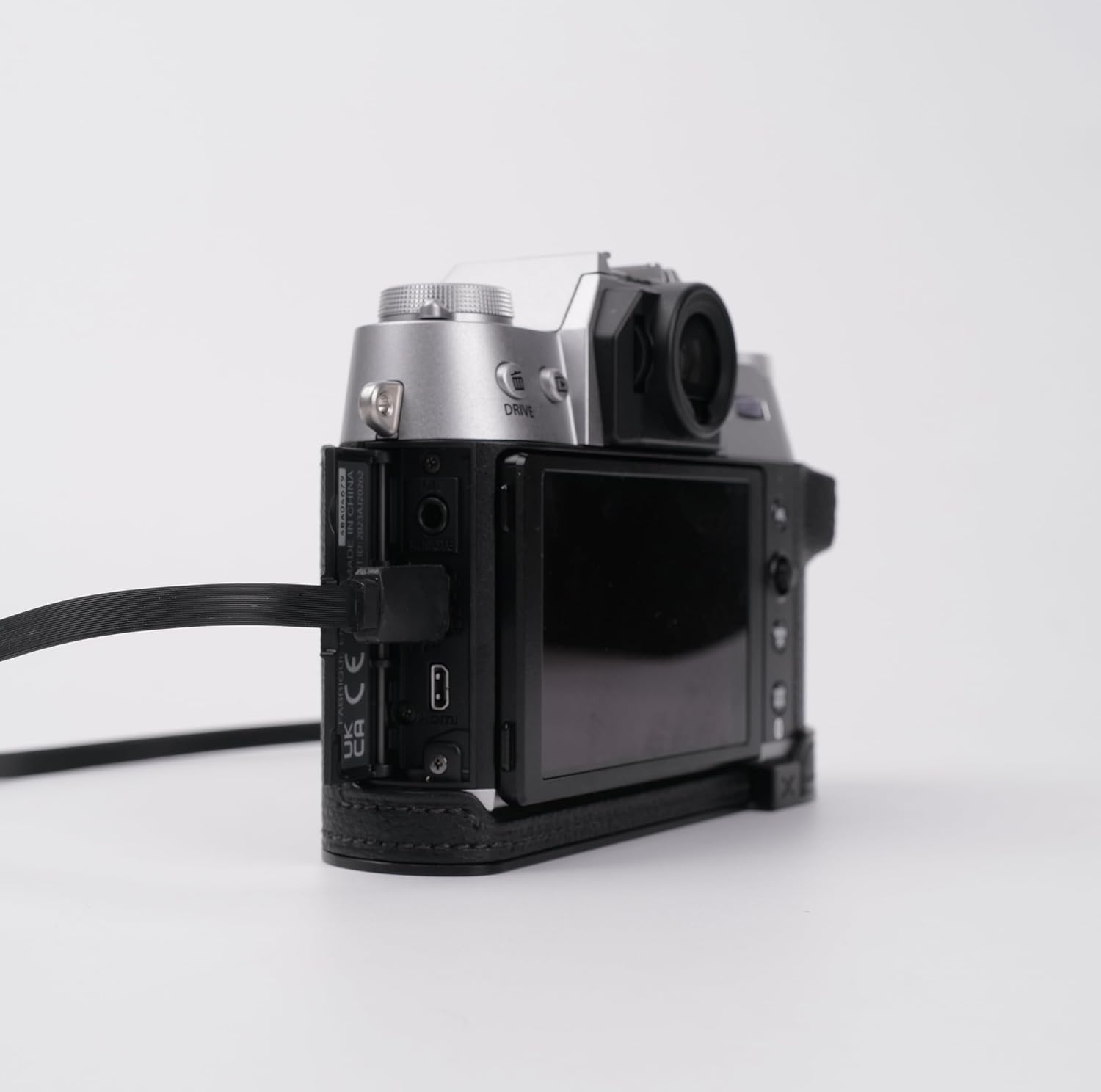 Handmade Genuine Leather Camera Half Case for Fujifilm X-T50 - Top Layer Cowhide Body + Metal Base Plate - Hand Shank Free Design (Black)