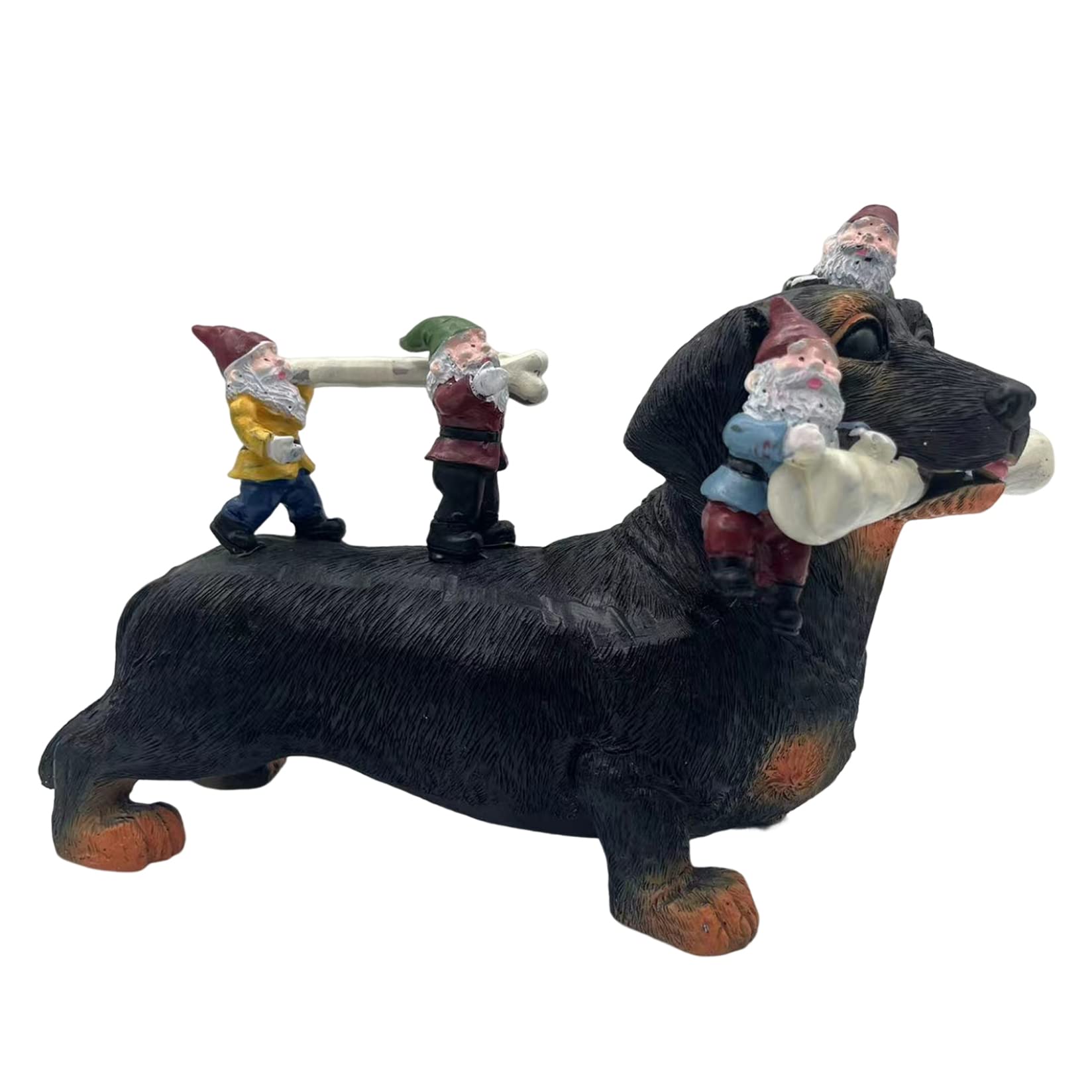 Hbbgdiy Garden Ornaments Outdoor Resin Funny Dog with Gnome Statues, Decorative Figurines for Lawn Patio Yard Balcony and Indoor Outdoor Home Garden Decor