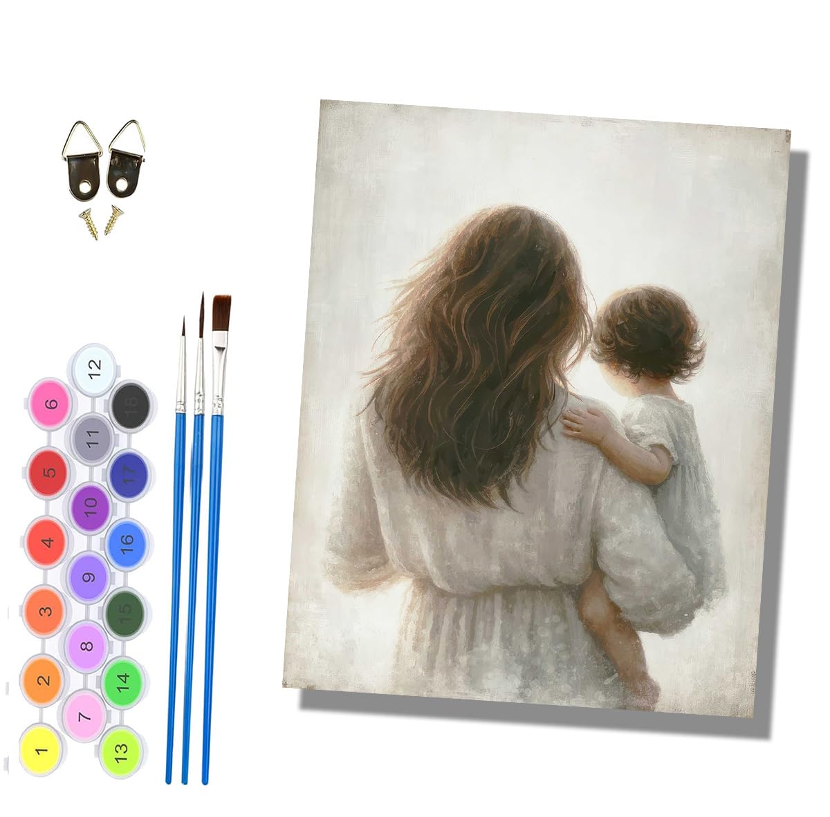 HONGPZH Paint by Numbers for Adults Painting by Numbers for Adults Canvas Kits Paint by Number Crafts Kits for Gift Home Decoration 16x20 inch Mother's Loving Back View