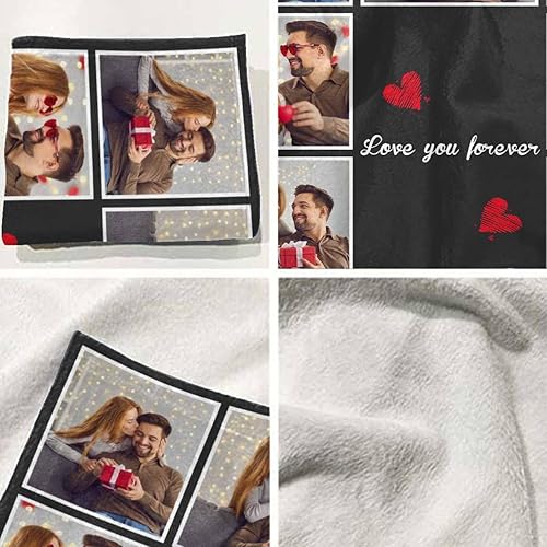 Miniatura 4 de Manta personalizada con fotos I Love You, manta de Navidad personalizada con corazón, regalo de cumpleaños para amigos, mamá, niños, mascotas,