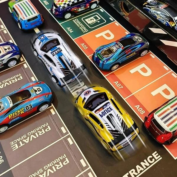Image of 48 PCS Pull Back Toy Cars Set for Kids - Mini Race Cars with Storage Box, Fun and Interactive Vehicle Toys for Children Aged 3 for Young Car Enthusiasts and Collectors