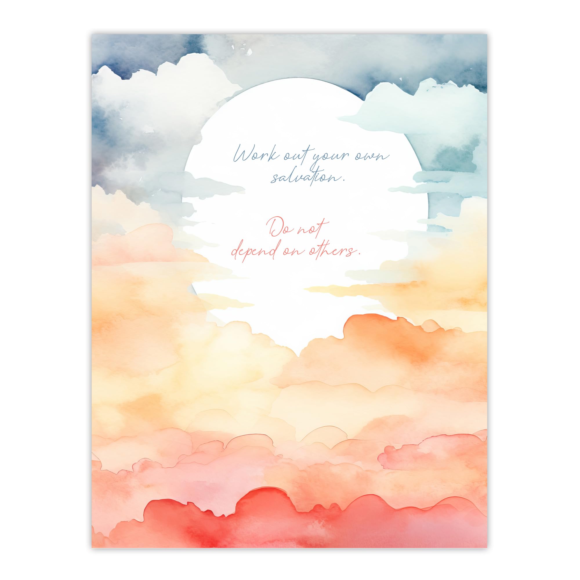 Artery8 Your Own Salvation Buddhist Mindfulness Quote Watercolour Sun Through Clouds Buddha Meditation Enlightenment Vihara Large Wall Art Poster Print Thick Paper 18X24 Inch