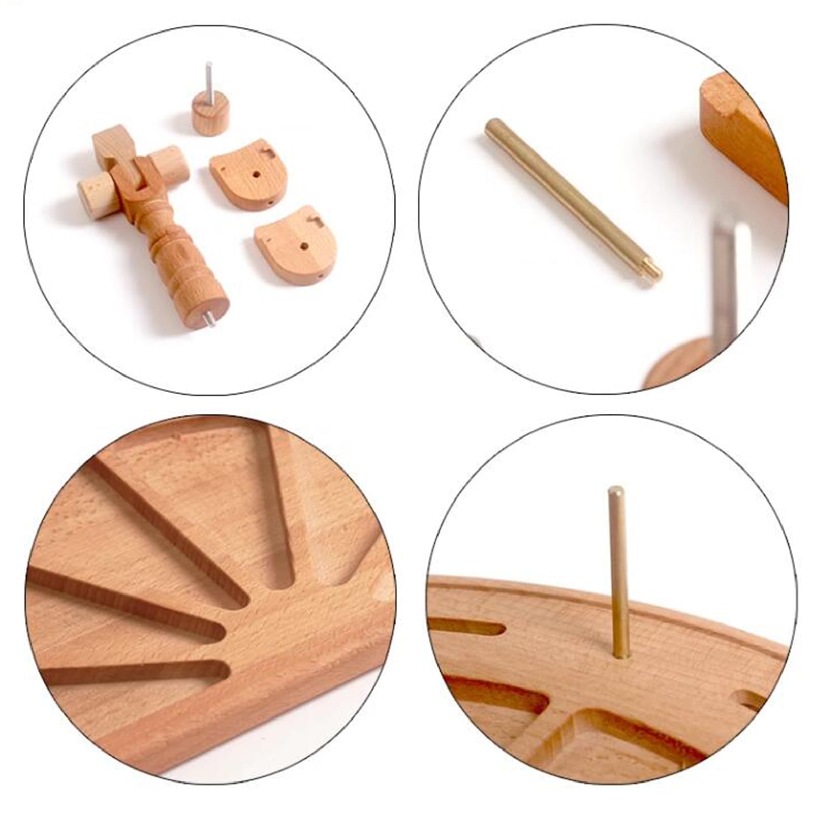 Soporte De Aro De Bordado De Madera, Bastidores Y Soportes De Punto De Cruz Ajustables, Rotación De 360°, con Aros De 24 Cm, Carrete De Latón Y Base De Almacenamiento