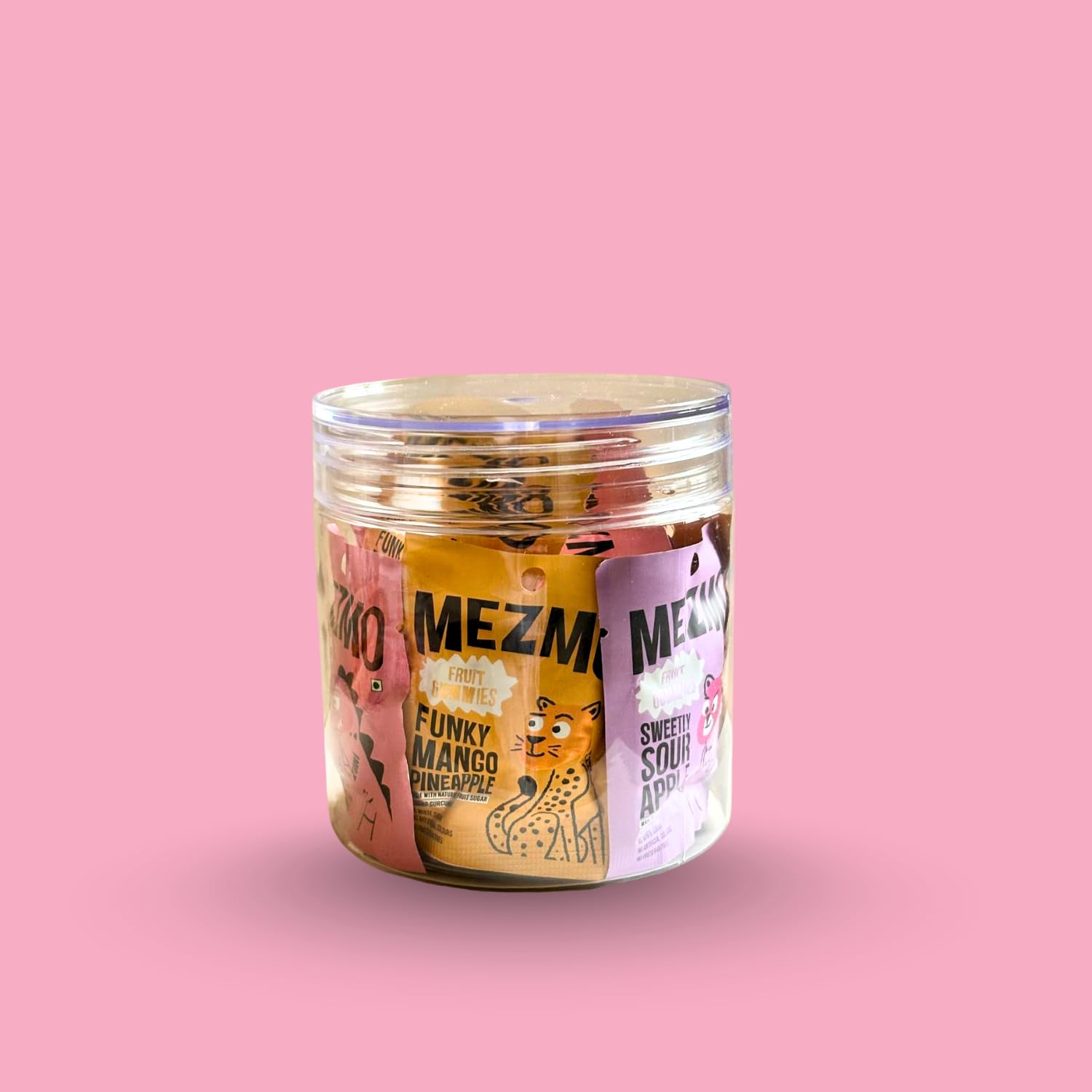 Mezmo Vegan Fruit Jellies Assorted Jar of Mini packs (150g, 10 Mini Packs) | Natural Strawberry Gummies for Kids & Adults | Zero Added Sugar, Gluten Free | Healthy Prebiotic Gut Friendly Snacks - Very Strawberry, Mango Pineapple, Apple, Raw Mango-image-37