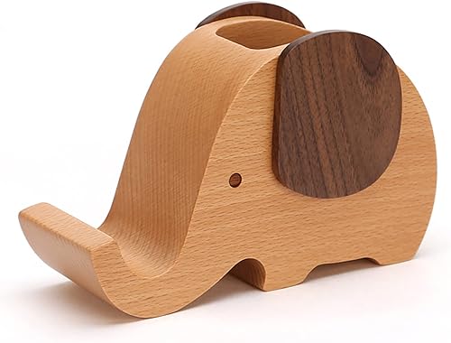 Portalápices creativo elefante regalos juguetes de madera lindo soporte para lápices y teléfono celular soporte organizador para escritorio de