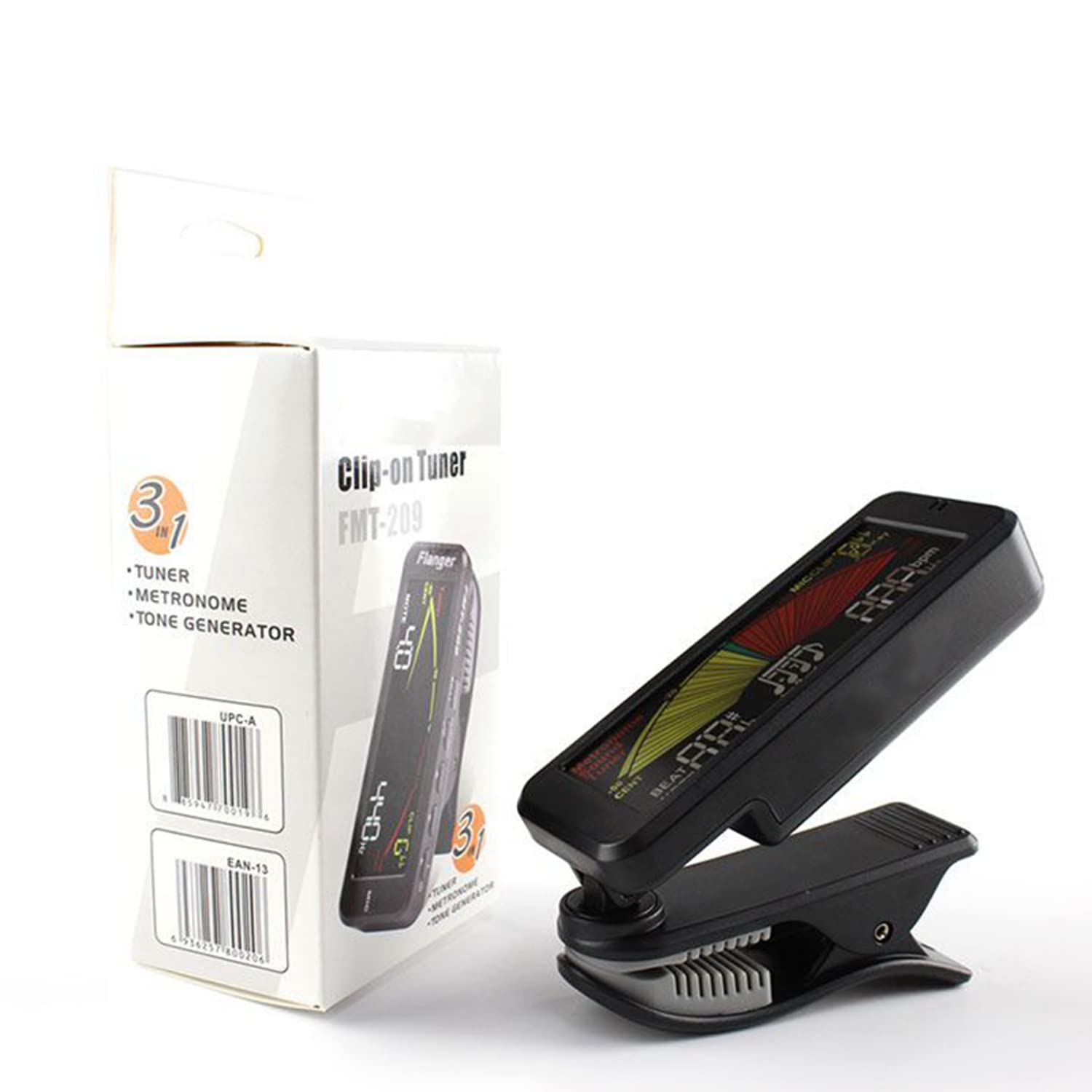 Accordatori per Chitarra, metronomo Digitale 3 in 1, generatore di Suoni con Ampio Schermo LCD a Clip per Chitarra Acustica cromatica, Basso, Ukulele, Violino