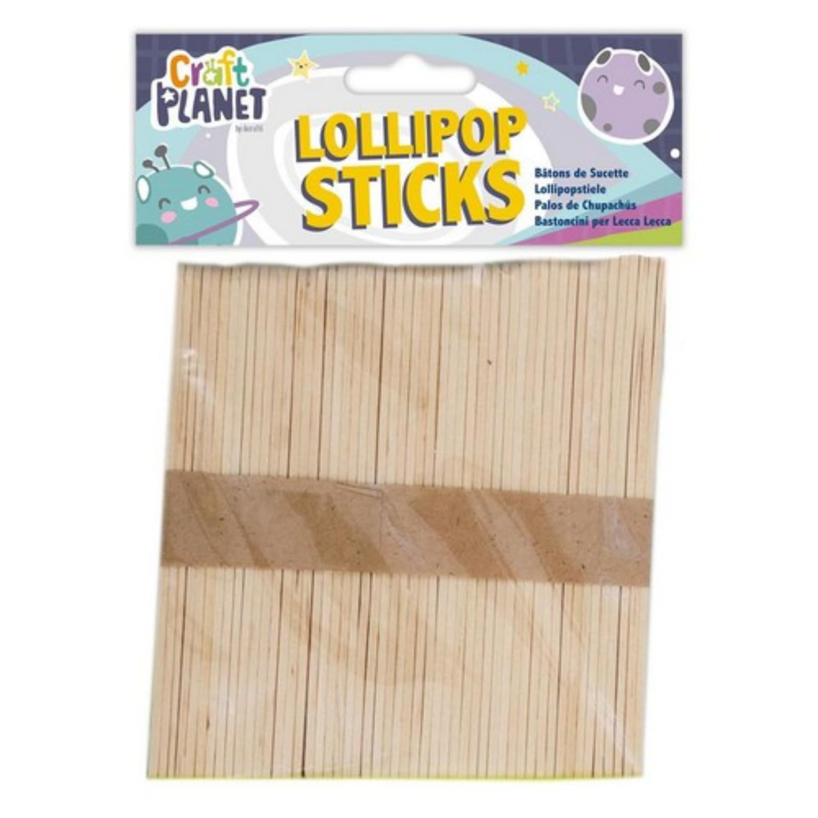 Craft Planet Lollipop Sticks Approx 50 Pieces, Natural Coloured, Wooden Stick, Art, Crafts Projects, Model Making, Cake Pop, Plant Labels, Ice Lolly, Wood Coloured