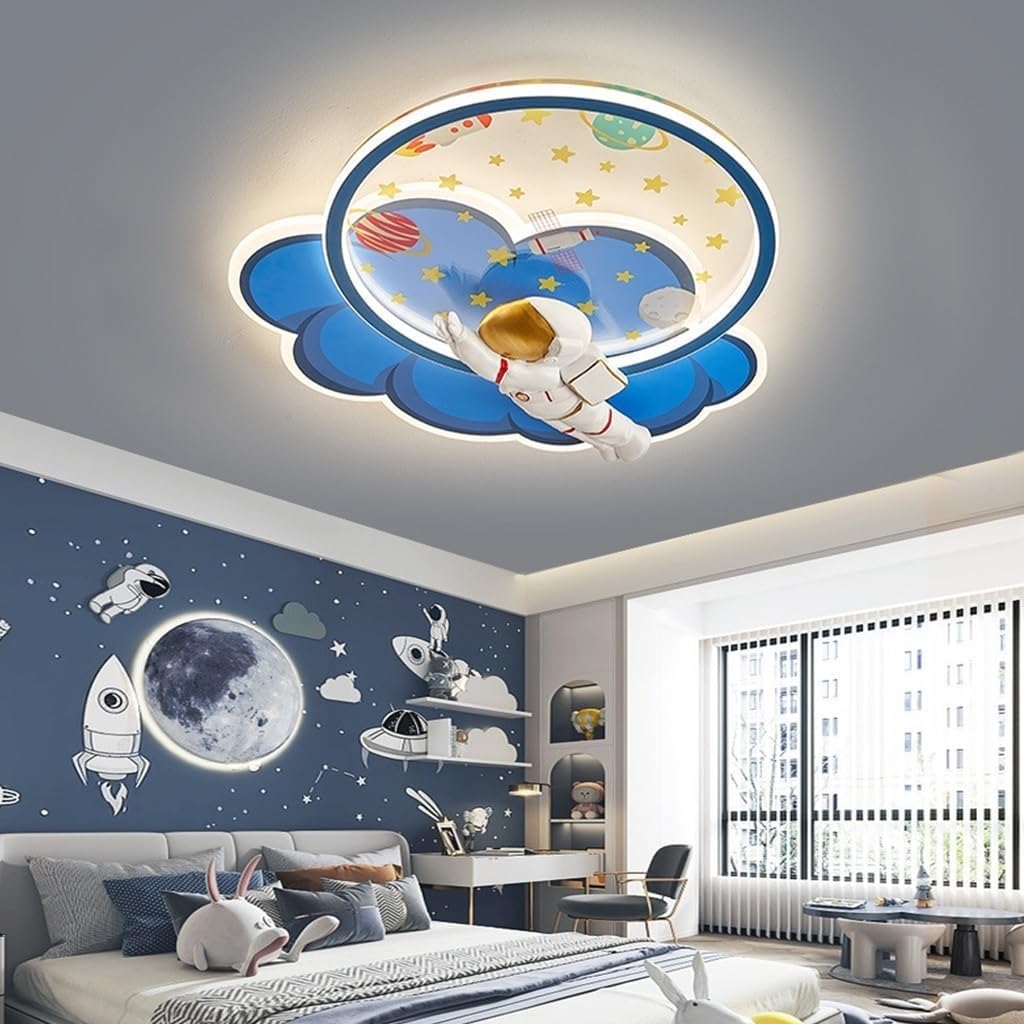 Harpochten LED Children's Room Ceiling Light, Modern Dimmable Ceiling Lamp With Remote Control, Unicorn Astronaut Design, Boys And Girls Room Lighting For Bedroom, Living Room, Study, Dining Room Lamp