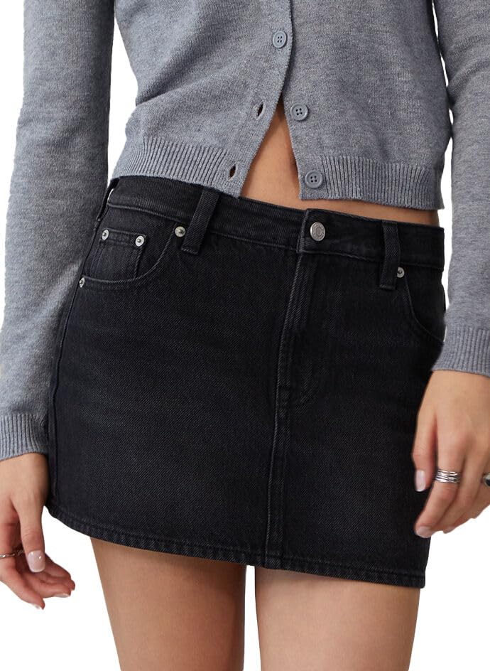 PacSun Women's Bella Black Mid Rise Denim Mini Skirt