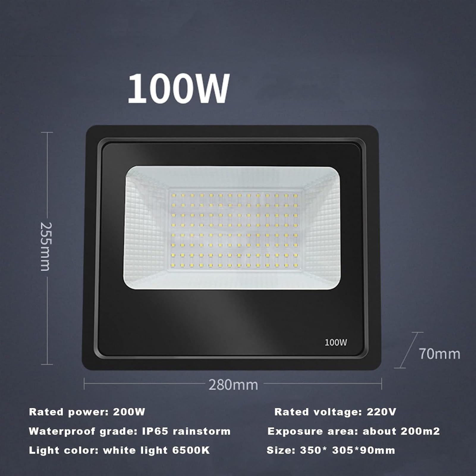 Lampy solarne zewnętrzne, Super jasne, zimne białe światło powodziowe 6500 K na zewnątrz, IP65 do garażu boisku sportowym(100W)