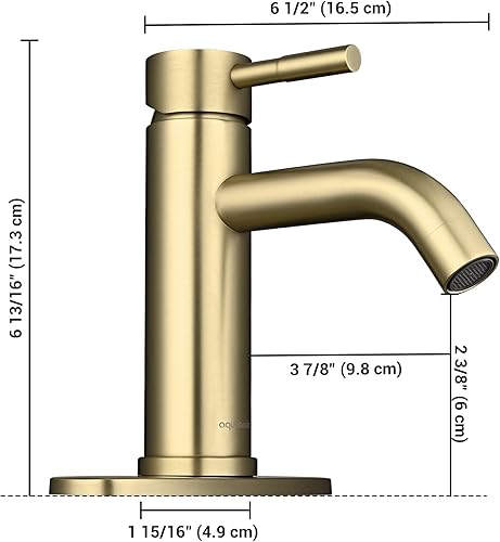 Miniatura 6 de Aquaterior Grifo de lavabo de baño de una sola manija dorada placa de acero inoxidable para lavabo de 1 agujero y 3 agujeros (CUPC NSF CEC)