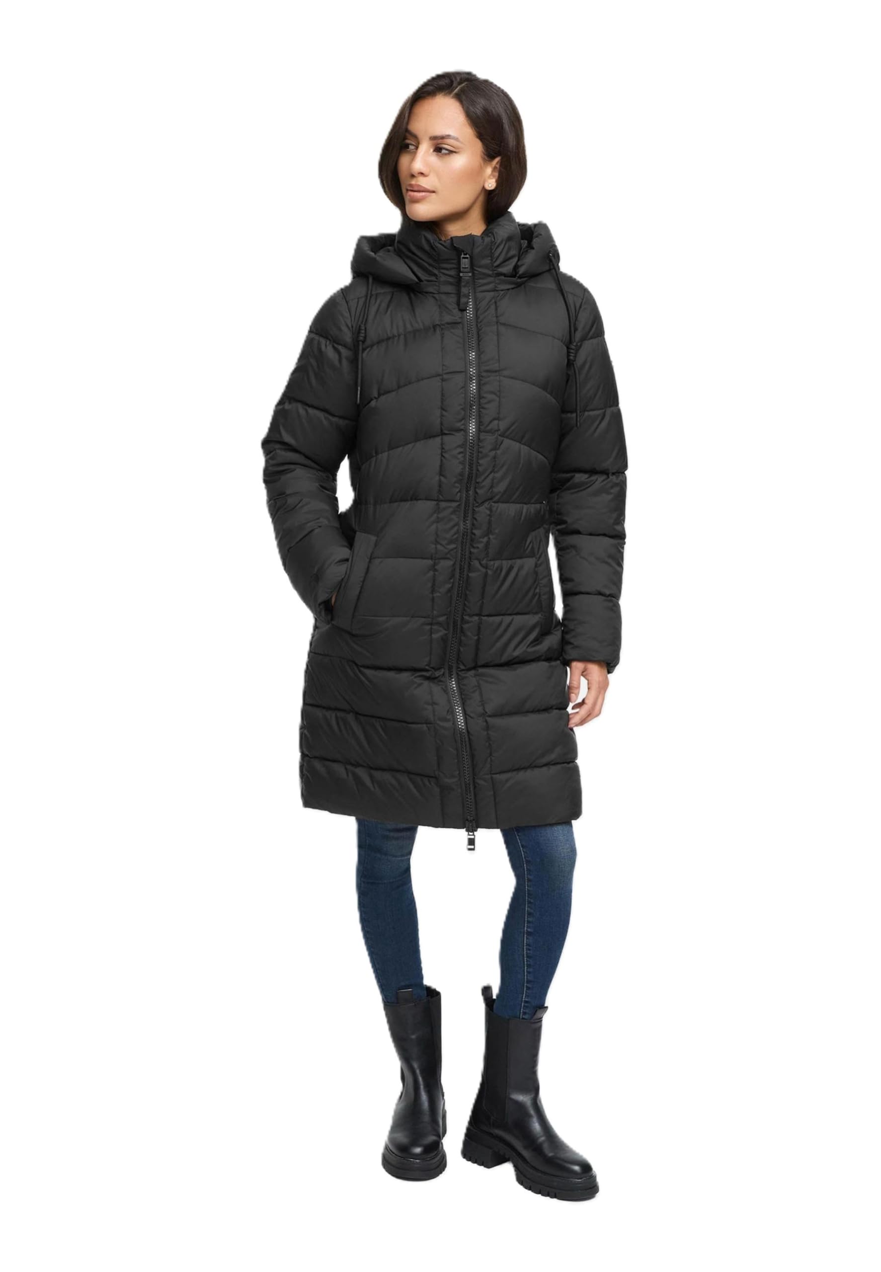 Marikoo dameswinterjas (S-3XL) - gewatteerd, afneembare capuchon - N075, antraciet, S