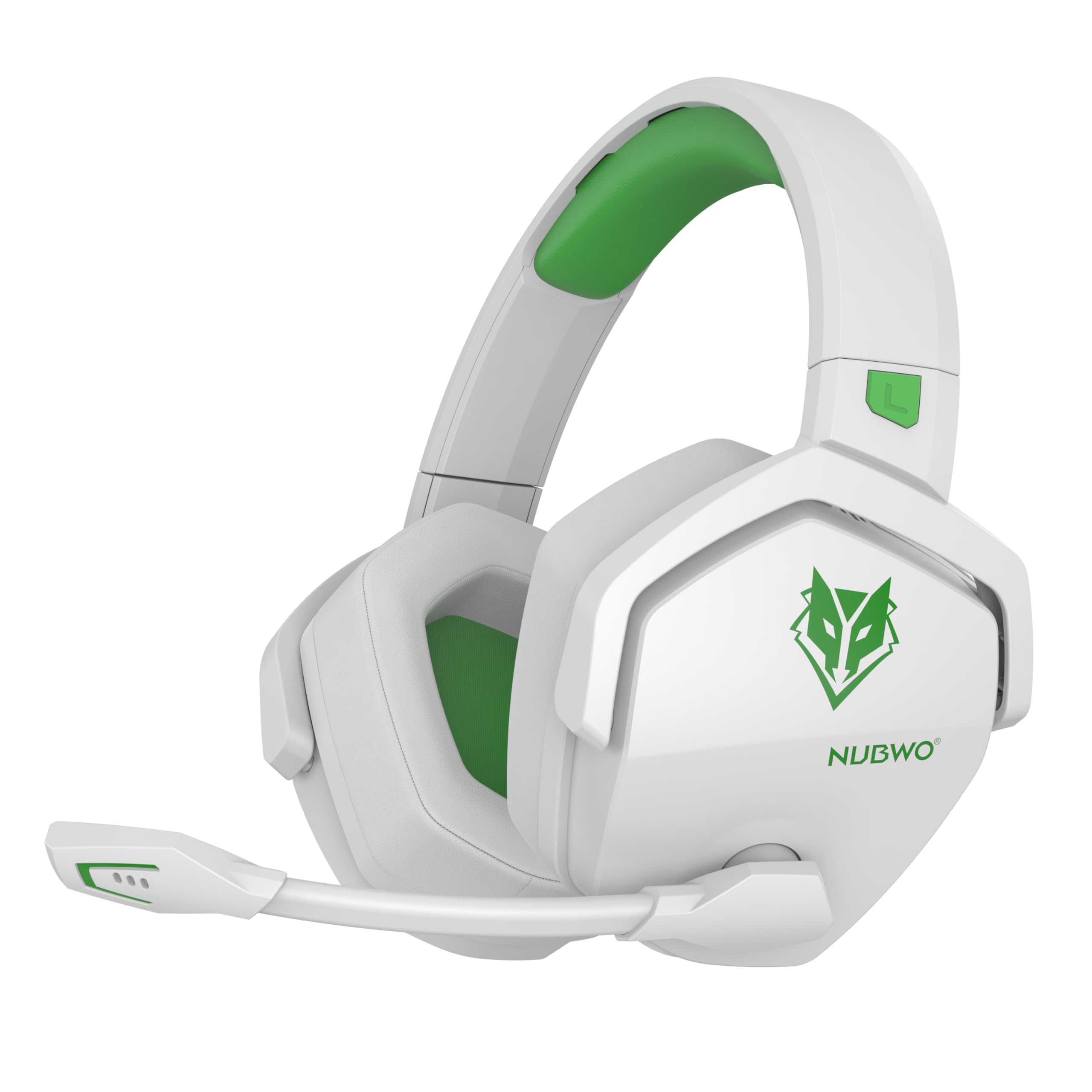 NUBWO G06 Dual Wireless Gaming Headset mit Mikrofon für PS5, PS4, PC, Mobile,NS: 2.4 GHz Wireless + Bluetooth - 100 Stunden - 50mm -Treiber - Weiß/Grün