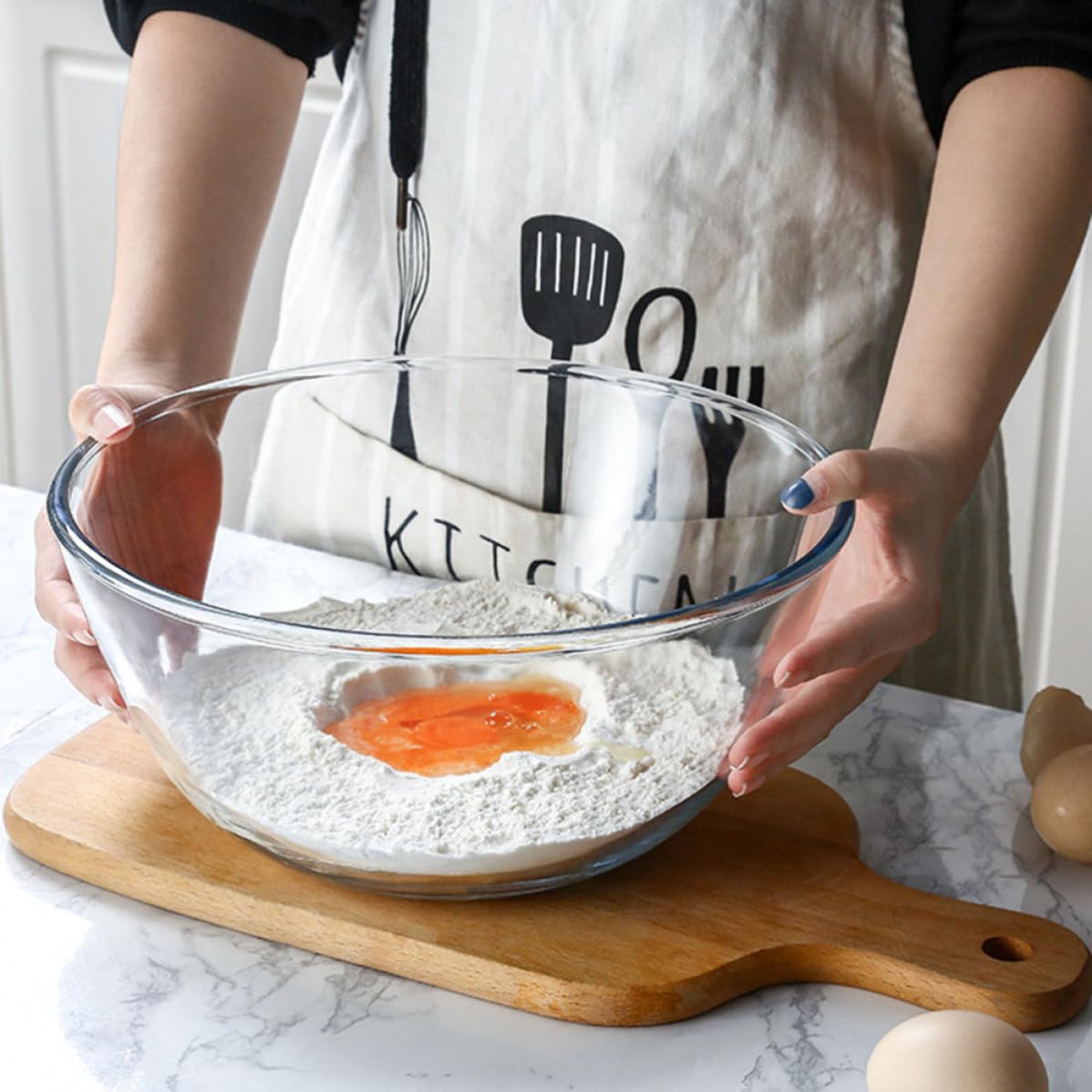Operitacx Tazón de Sopa de Vidrio Transparente de 2700ml Superficie Lisa y Diseño Redondo Elegante para Servir Postres y Ensaladas en Cocina