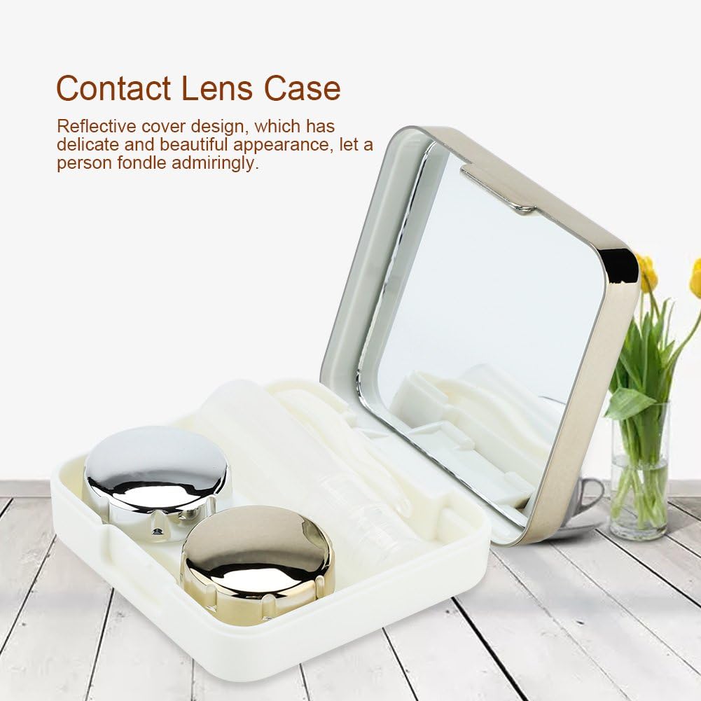 Contact Lens Box, Reflective Cover Contact Lens Case Set Cute Lovely Travel Kit Box for Soft & Hard Contacts Lens, with Mirror Remover Tool, Small and Easy to Carry : Health & Household