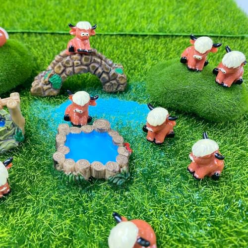 20 Figuras Mini Vacas Highland en Resina miniatura 4