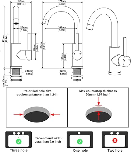 Miniatura 5 de Grifos de Baño Dorados  Grifo de Lavabo de Cascada de Un Solo Agujero con Conjunto de Drenaje, Grifos de Baño de Cascada de Oro Cepillado con Caño