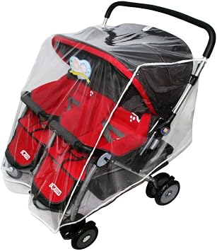 Double Stroller Rain Cover | Waterproof PVC Weather Shield, Universal Toddler Travel System Rain Cover, Double Stroller Cover for Rain and Wind