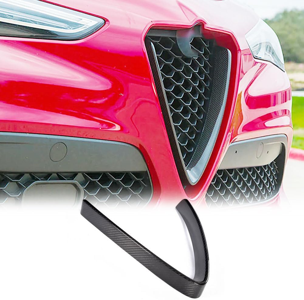 Dry Carbon Fiber Front Grille for Alfa Romeo Stelvio Base SUV 2017-2019 Front Bumper Grill Trim V Shape Frame Decoration Emblem Sticker Factory Outlet