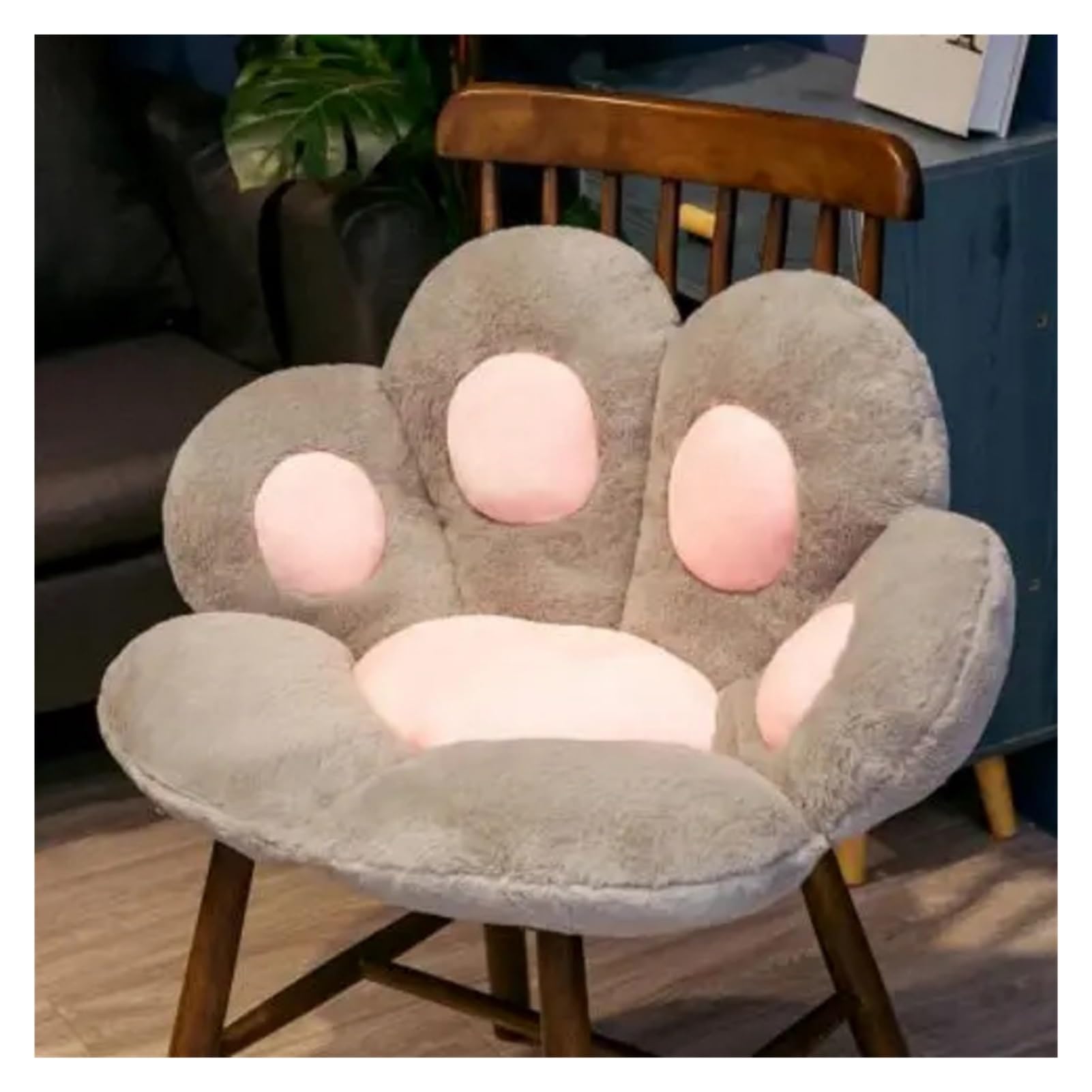 Hviyroi car seat cushion 70x60cm Cat Paw Plush Seat Sofa Cushion Home Office Car(GRAY)