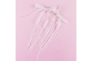 Exquisite Lace Hair Bow: A Coquette's Dream with Elegant White Ribbons and Long Tapering Tails