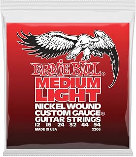 Ernie Ball P02206 Medium Light Nickel Wound w/wound G Electric Guitar Strings - 12-54 Gauge