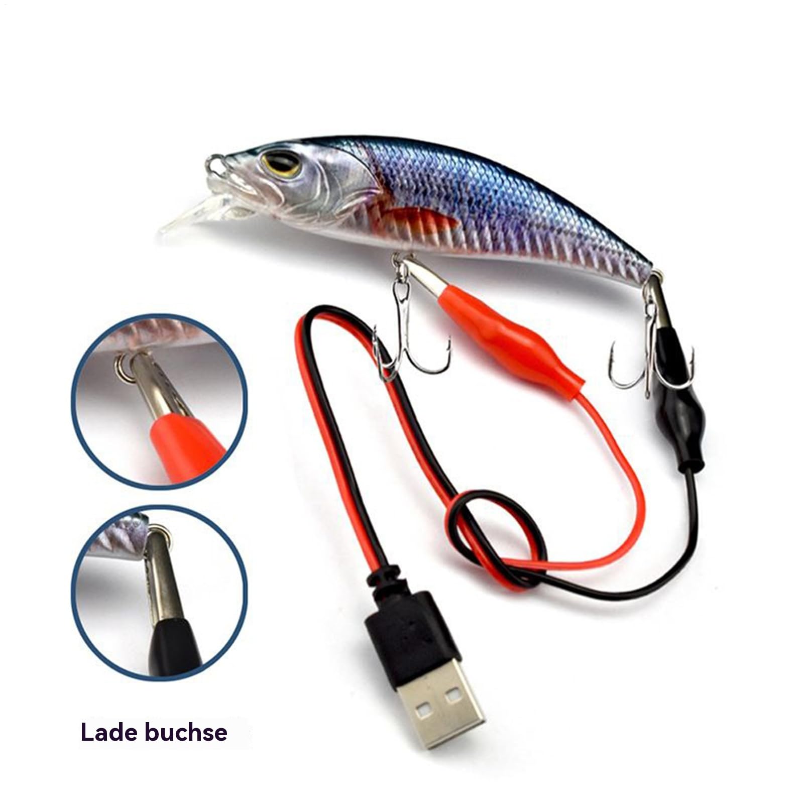 Esca robotica per pesca | Esca ricaricabile USB | Esca vibrante con illuminazione a LED per trote e pesca notturna in lago
