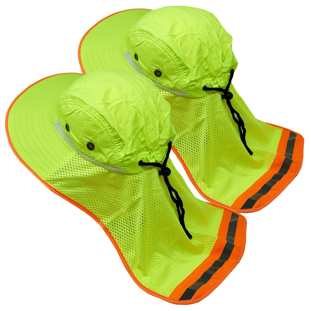 Glory Max High Visibility Reflective Work Safety Bucket Hat Cap Mesh Neck Flap
