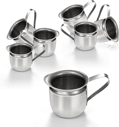 Fit Meal Prep Paquete de 6 Jarra de crema de 3 onzas, cremas de campana de acero inoxidable, mini recipiente para servir leche, crema de café,