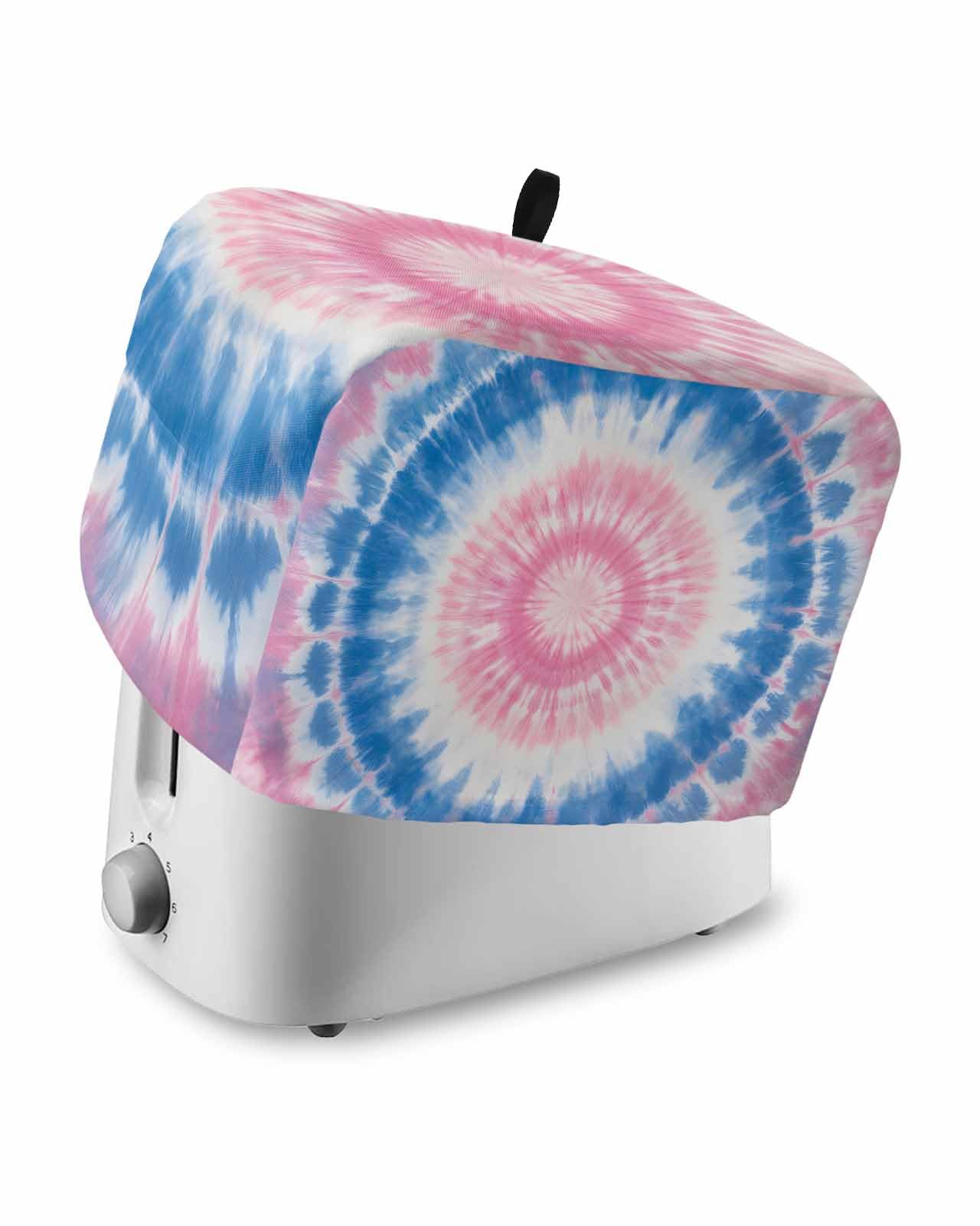 Pink Blue Ombre Toaster Cover 2 Slice, Modern Boho Ethnic Tie Dye Geometric Dustproof Bread Machine Oven Cover with Storage Pockets, Fits Most Kitchen Toasters Protector