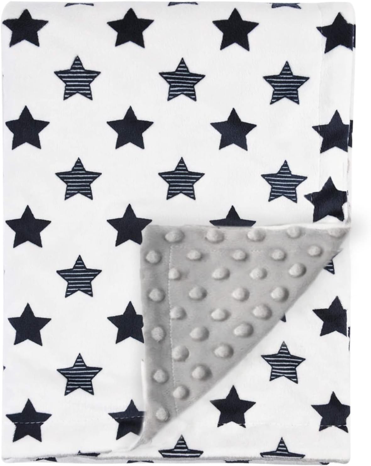 BORITARBaby Blanket Soft Minky with Double Layer Dotted Backing, Little Star Printed 30 x 40 Inch Receiving Blanket