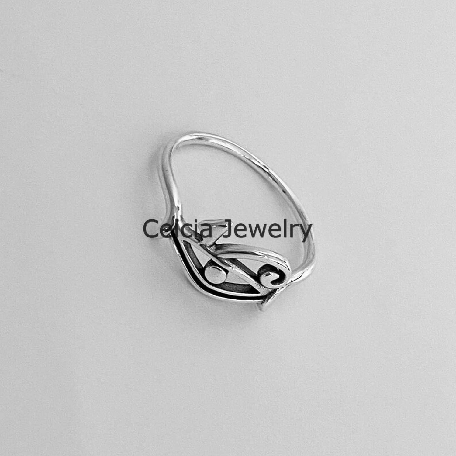 Solid 925 Sterling Silver Little Ra Eye Ring, anello organico, anello dell'occhio di Horus, anello di protezione, anello Boho Boho, anello minimalista, anello unico per la festa della mamma