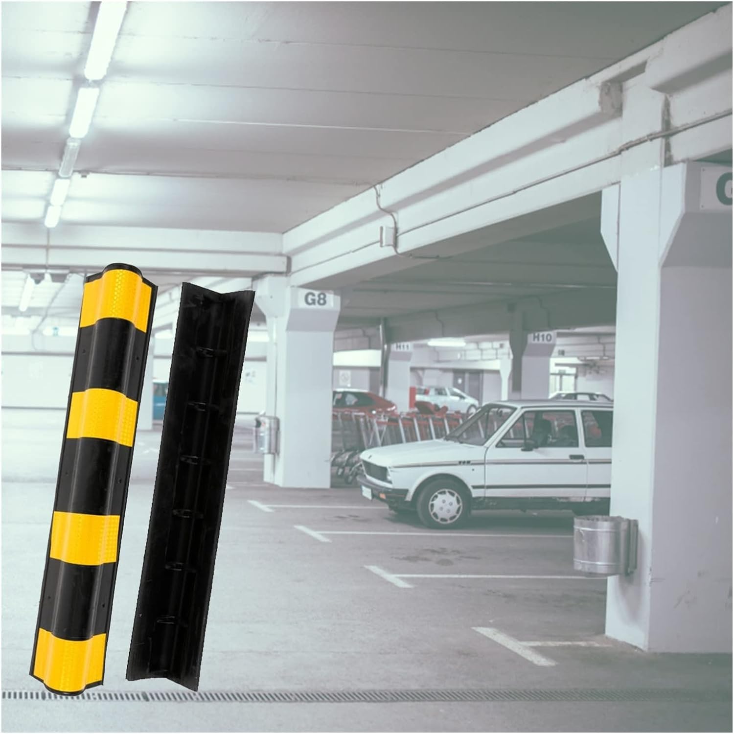 WDSOPK garage wall protector,wall corner protector, Cuttable Reflective Strip Workshop Ground Floor Garage Corner Guard, 1cm Thick,Yellow,2pcs,80cm