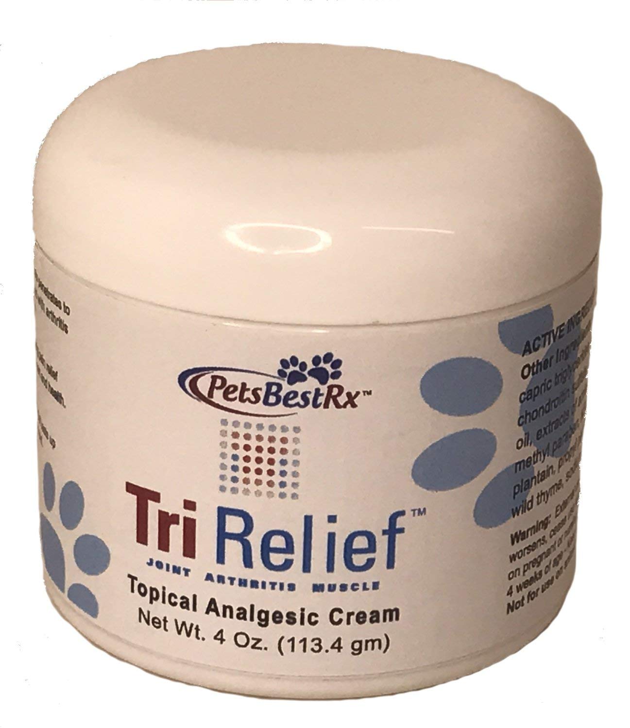 – Topical Analgesic Fast, Long Lasting Tri Relief Cream for Swelling | Joint, Muscle and Arthritis Pain in Dogs and Cats - 4 Ounces