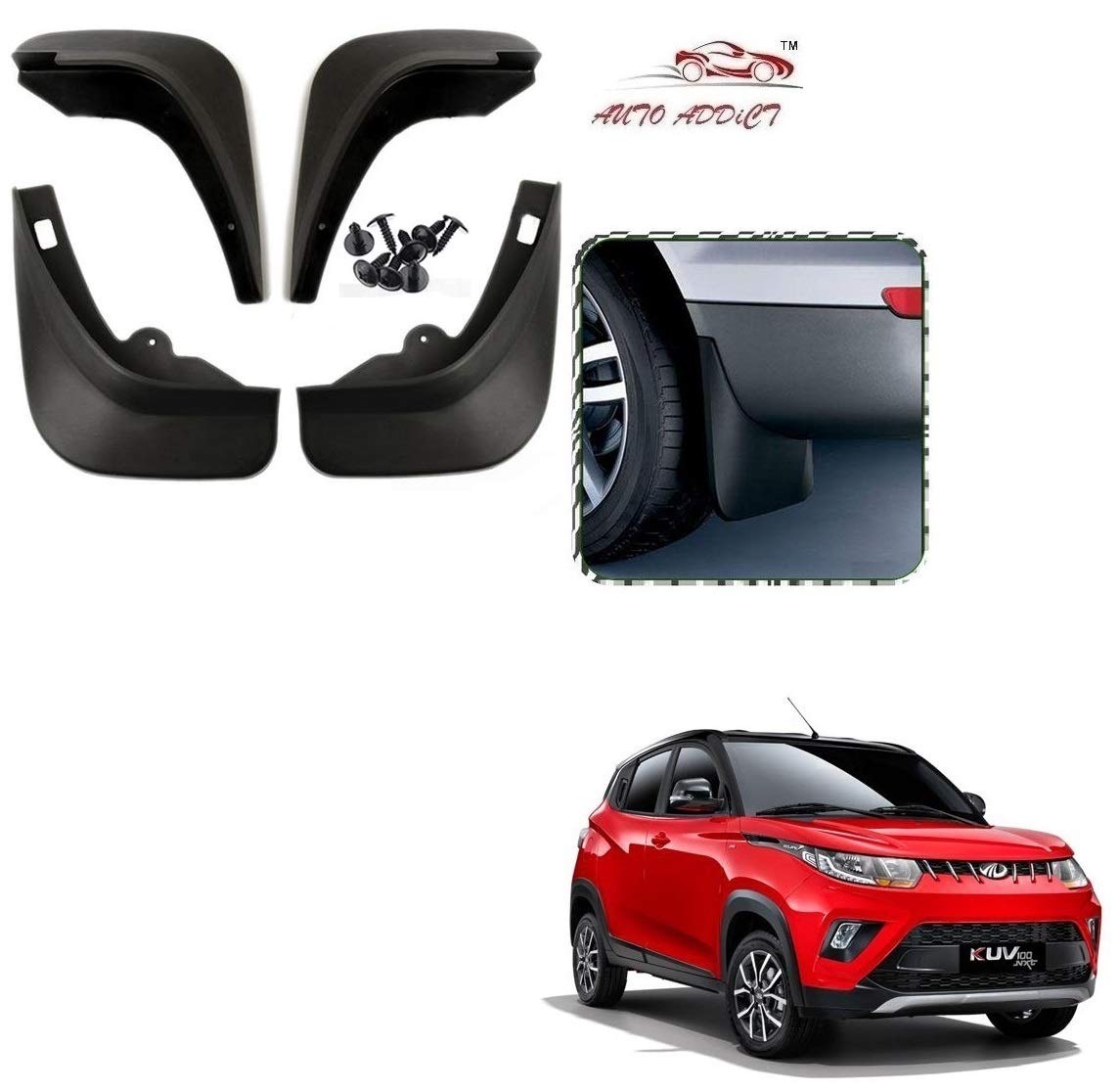 Auto Addict Car Mud Flaps O.E Type Mud Guard Set of 4 pcs for Mahindra KUV 100-image-19