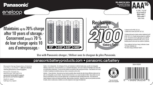 Miniatura 6 de Eneloop Panasonic K-KJ17MCC82A Cargador de 4 posiciones con 2 pilas AAA y 8 AA y 2 espaciadores C y 2 D y Panasonic BK-4MCCA16FA AAA 2100 Ciclo
