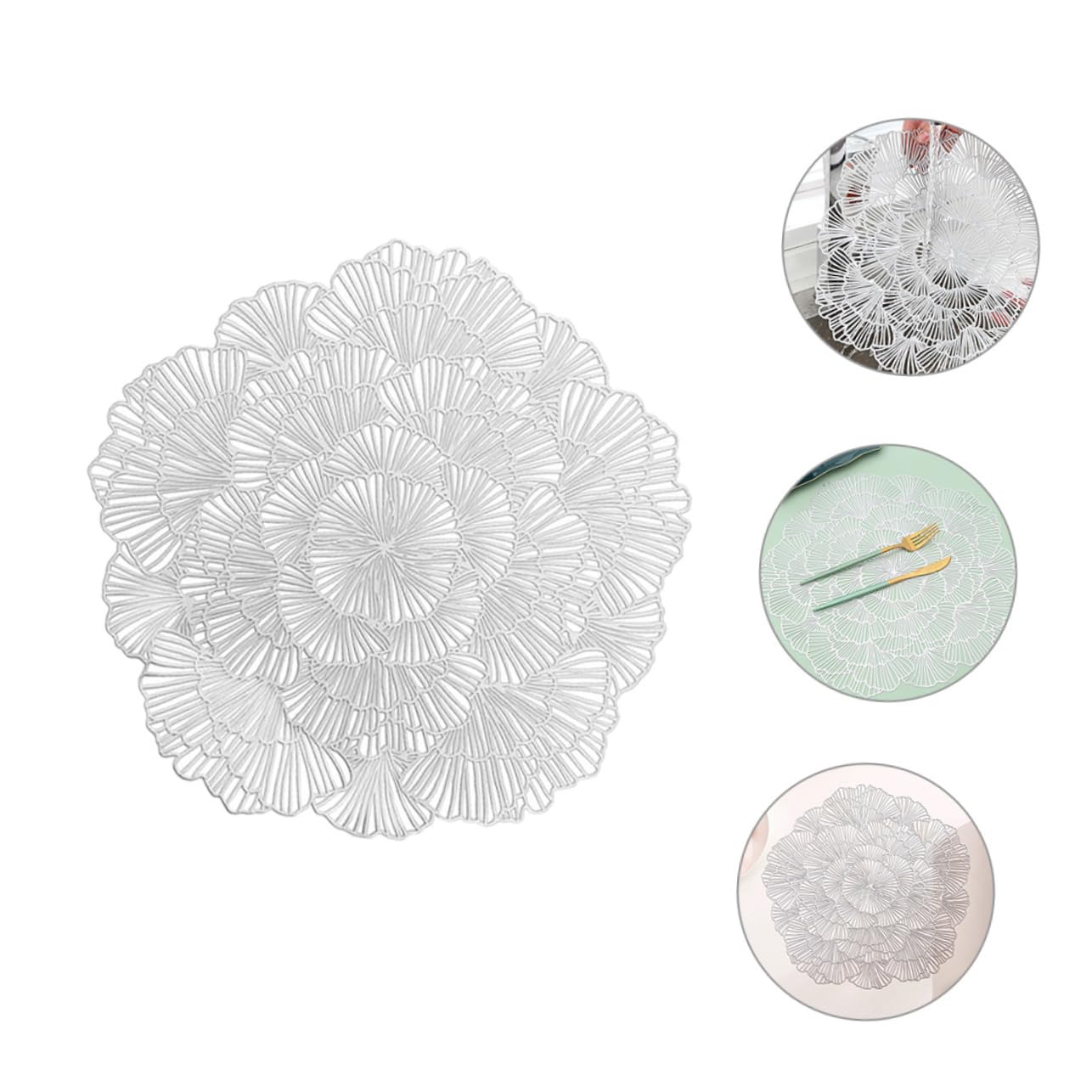 12piezas Manteles Individuales De Flores Artificiales Aislantes para Cuencos Mantel Decorativo Posavasos