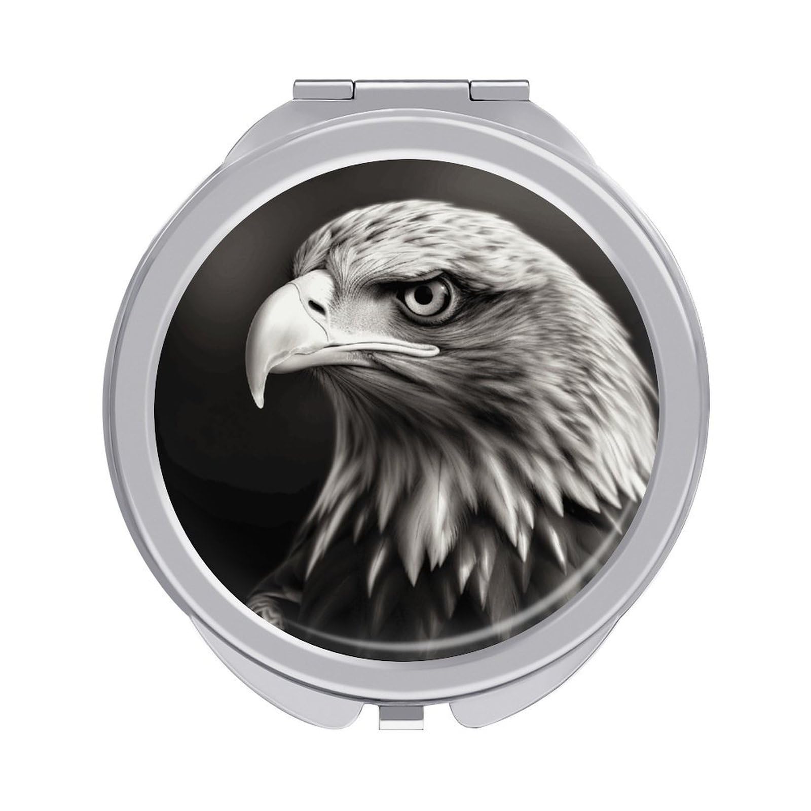 VstaDank Eagle Black and White Travel Makeup Mirrors Exquisite Double-Sided 2X/1X Magnifying Folding Pocket Mirror Portable Round Handheld Mirror Mini Compact Mirrors for Outdoor Home