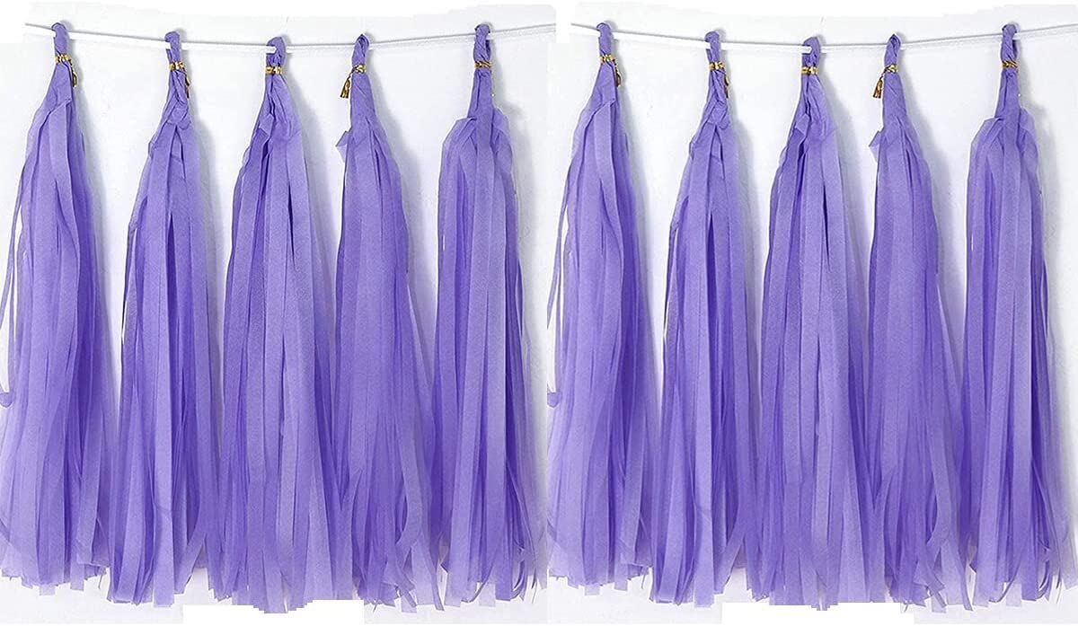 EliteKoopers 10Pcs Purple Tissue Tassels Paper Garland Hanging Bunting For Wedding Birthday Party Decor