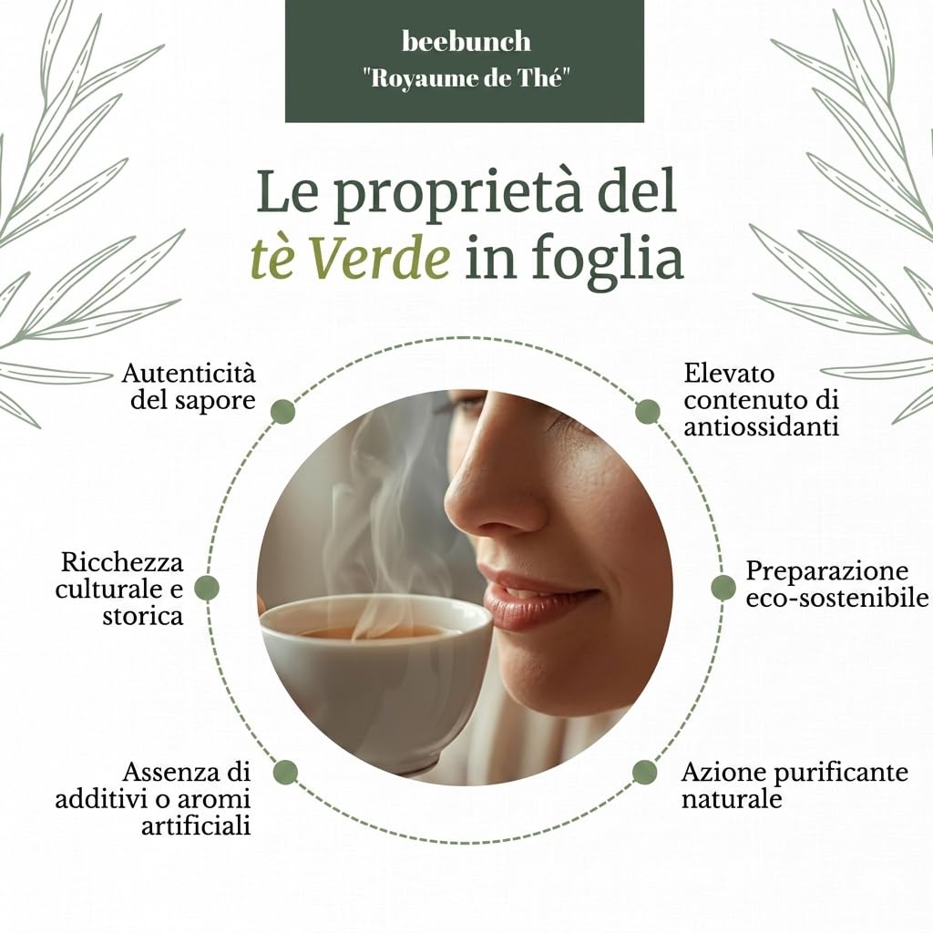 Beebunch Tè Verde Gunpowder 1kg – Tè Verde Sfuso Cinese 100% Naturale – Foglie di Tè Premium Ricche di Antiossidanti – Ideale per Energia, Metabolismo e Benessere (1 kg)