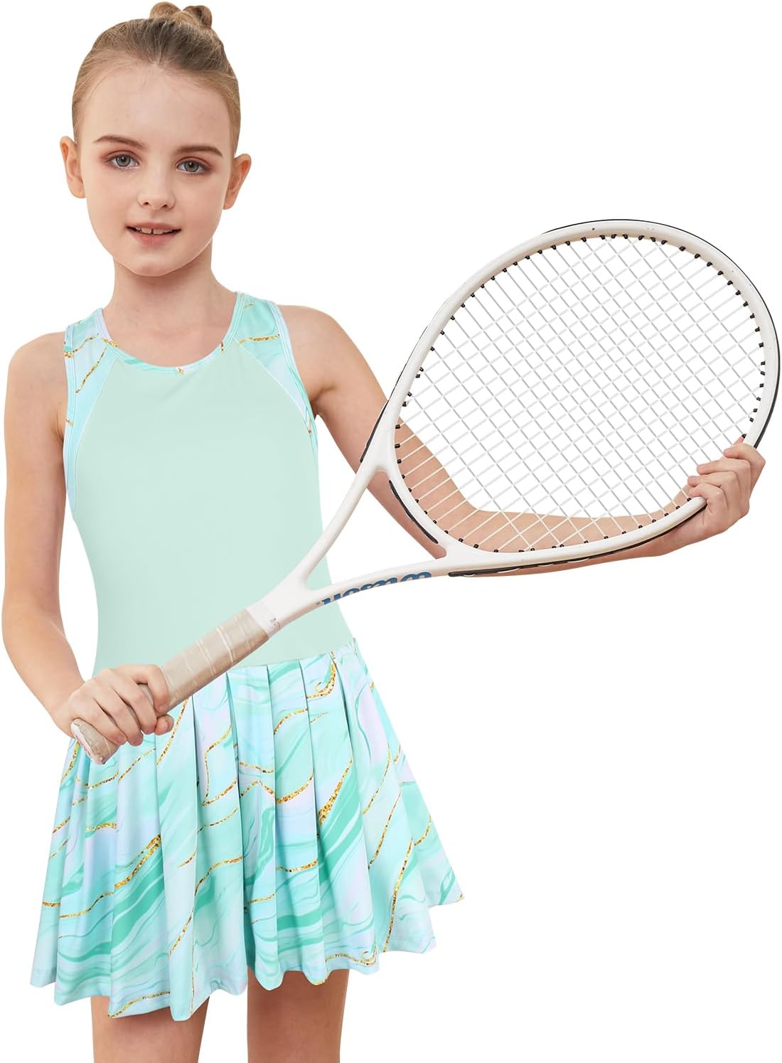 MODAFANS Girls Tennis Golf Pickleball Dress Sleeveless Athletic Pleated Outfits Sets with Shorts